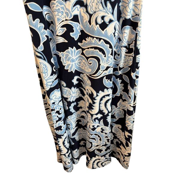Talbots Jersey Maxi Dress Dynamic Paisley Sleeveless Size Large Blue - Picture 3 of 6